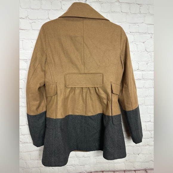 Nine West Colorblock Wool Blend Pea Coat  Heather Brown Gray, sz‎ 6, EUC - Picture 2 of 6